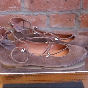 Sigerson Morrison Smelias Selce Baby Kid Suede Women's Gladiator Lace Up Flats